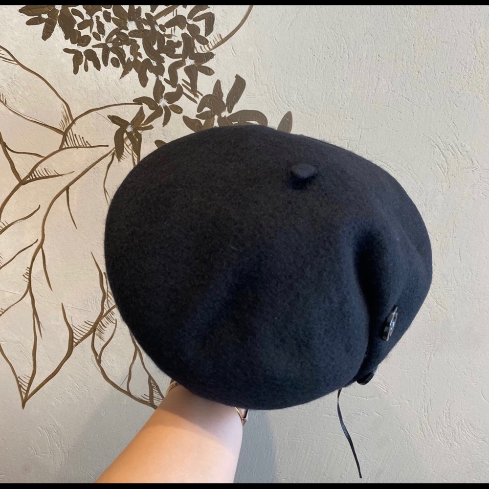 New Cream color beautiful wool blend button beret painters hat - Picture 6 of 8